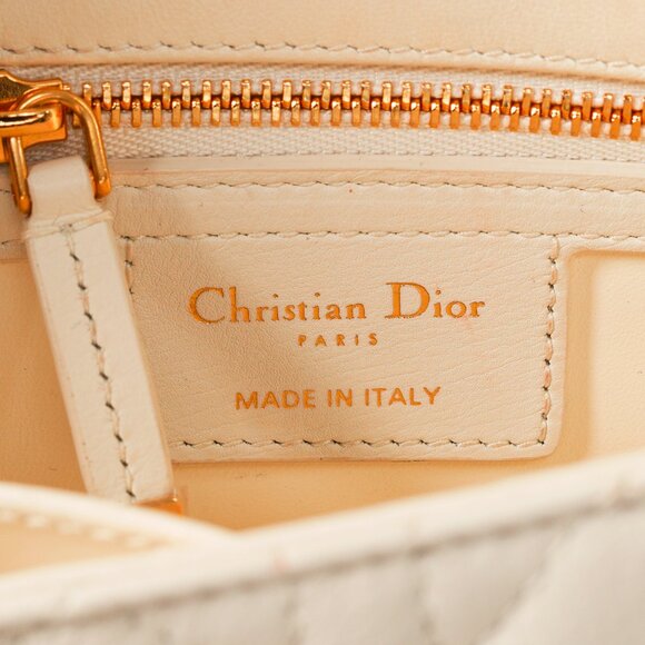 Christian Dior Small Dior Caro Ivory Cannage Calfskin Crossbody - Picture 12 of 13